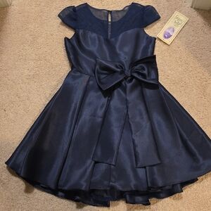 Charming Navy Kids Dress with Bow
